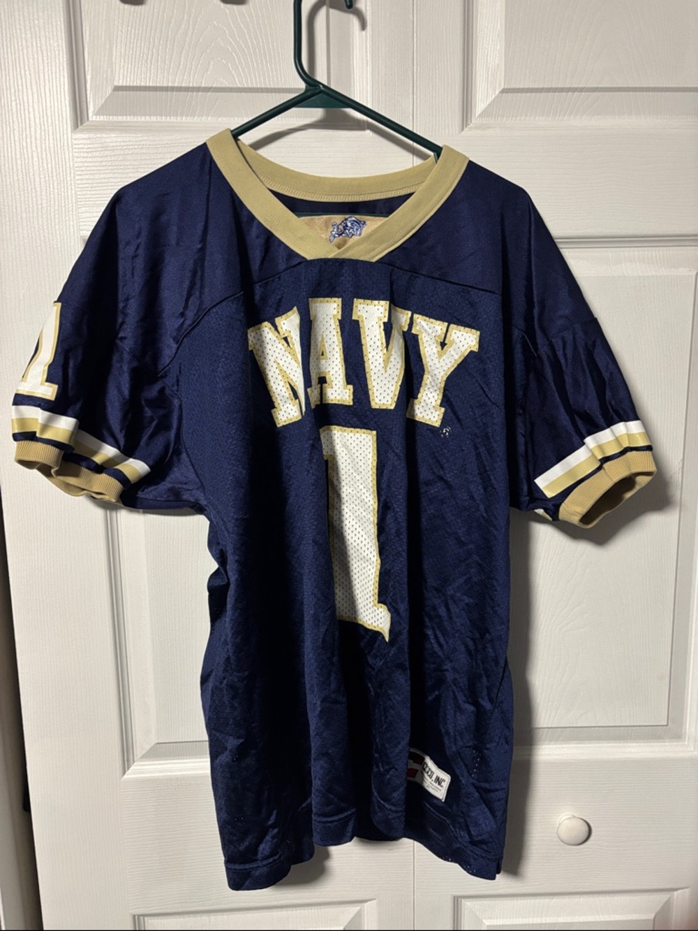Cisco Navy Blue and Gold 'NAVY' Football Jersey